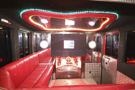 Fire Engine limo hire interior in Liverpool, Manchester, Bolton, North West