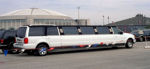 Chauffeur stretched white Lincoln Navigator limousine hire in UK